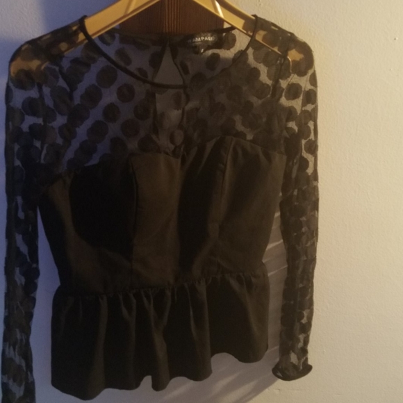 Polka dot lace peplum top - Picture 3 of 3